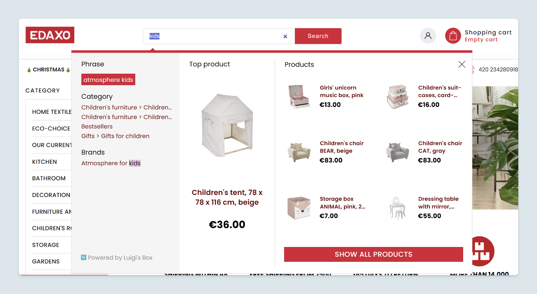 Synonyms won’t stop Edaxo’s customers from finding their desired products.
